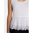 thumbnail image 5 of Time and Tru Women's Eyelet Trim Tank Top with Peplum Hem, Sizes XS-XXXL, 5 of 6