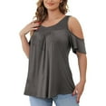 thumbnail image 2 of Abtuhar Tops for Women,Summer Plus Size Tops for Womens,Women's Plus Size Top Short Sleeved Basic Casual Round Neck Off Shoulder T-shirt Loose Fitting Cotton Shirt, 2 of 5