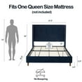 thumbnail image 6 of Peyton Upholstered Queen Bed / 54" High Headboard / Traditional Hand Buttoned Tufting / Nailhead Trim Wingback / No Box Spring Needed / Easy Assembly / Blue Velvet, 6 of 10