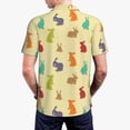 thumbnail image 4 of Balery Colorful Rabbit Printed Men’s Short Sleeve Polo Shirt, Midweight Men's Shirt,Golf Polo shirts -4X-Large, 4 of 9