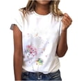 thumbnail image 2 of Hauts d'Été pour Femmes Grande Taille en Liquidation, T-Shirt Décontracté à Manches Courtes Imprimé Floral Col Rond, T-Shirt à Col en V pour Femmes en Liquidation, 2 of 8