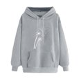 thumbnail image 2 of Oversized Hoodies for Women Graphic Heart Pullover Hooded Sweatshirt Drawstring Long Sleeve Loose Pockets Top with Hood (Gray L), 2 of 5