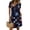 Navy, variant on Women's 4th of July 250th Anniversary Patriotic Dress Short Sleeve Button Neck Printed Star Pattern Crew Neck Casual Independence Day USA Flag Summer Everyday Wear Round Neck Dress Blue L