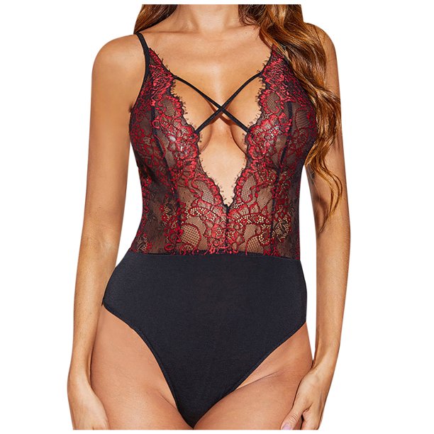 Lencería sexy para mujer Ropa de dormir Ropa interior Íntimos Encaje Ropa interior de una pieza Fridja nalpqowj12922