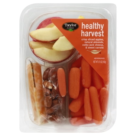 HEALTHY HARVEST CRISP SLICED APPLES, NATURAL ALMONDS, COLBY JACK CHEESE, & SWEET CARROTS