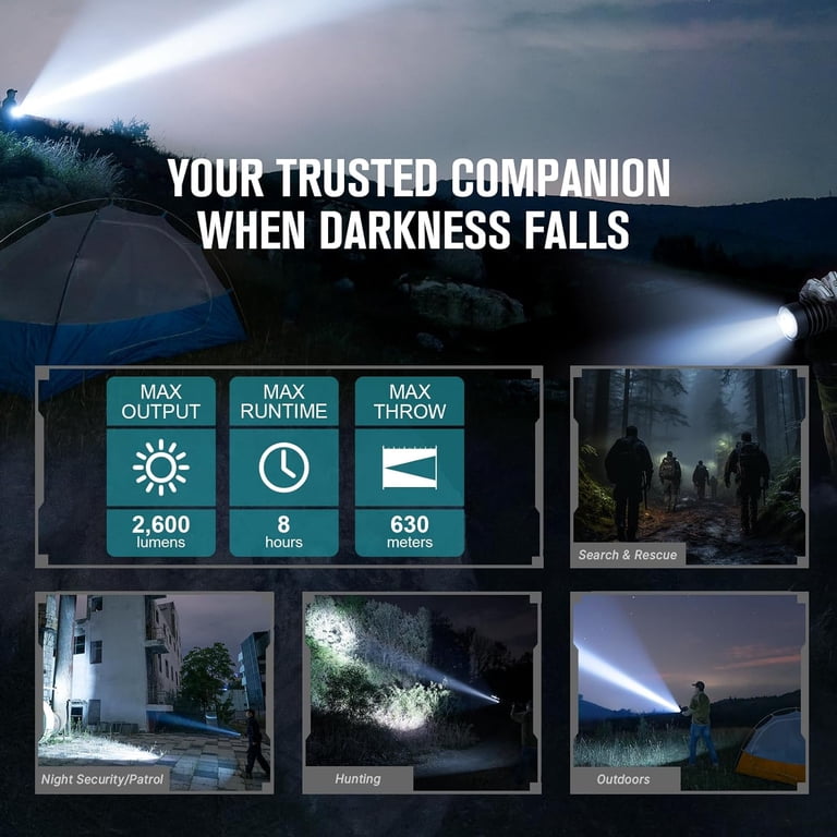 Olight Warrior X 4 Flashlight, 2600 Lumens, LED, USB-C