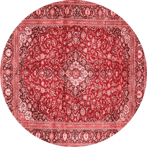 Ahgly Company Indoor Round Medallion Red Traditional Area Rugs, 8' Round