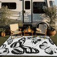 thumbnail image 4 of LUOVEN 4x6 Reversible Outdoor Waterproof Rug Plastic Straw Patio Mat for Backyard, Deck, RV, Camping, Porch, Black & White, 4 of 8
