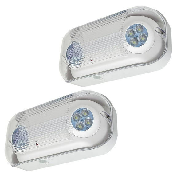 Emergency Light Outdoor LED - Wet Location Rated, Battery Backup, Adjustable Heads, UL Listed (2 Pack), & Residential Use, Egress Lighting, Weatherproof
