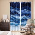 thumbnail image 3 of Navy Blue Ombre Kitchen Curtains 84 Inch Length, Modern Moire Abstract Art Luxury Grommet Top Bedroom Living Room Curtains, Light Filtering Cafe Curtain Drapes 2 Panels Set 84''x84'', 3 of 9