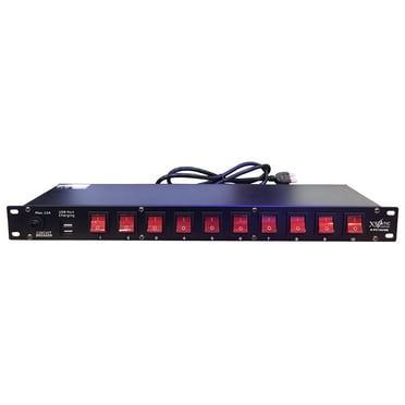 ProX X-PC10USB 10 Plug Rack Mount Power Distribution Switch with 2 USB Charging Ports