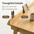 thumbnail image 4 of Leumius Solid Wood Writing Desk, Home Office Desk for Small Spaces, Mid Century Modern Desks with 2 Drawers and Storage Shelf, Standing Desk with Side Hooks for Study Bedroom Office Natural, 4 of 9
