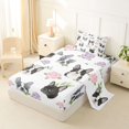 thumbnail image 2 of Homewish Cartoon French Bulldog Twin Sheets,Pink Purple Roses Bedding,White,3 Pieces,1 Fitted Sheet and 1 Pillowcase, 2 of 6
