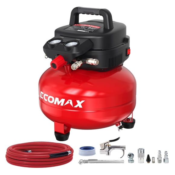 Compresor de aire ECOMAX 23 L 175 PSI portátil con tanque libre de aceite
