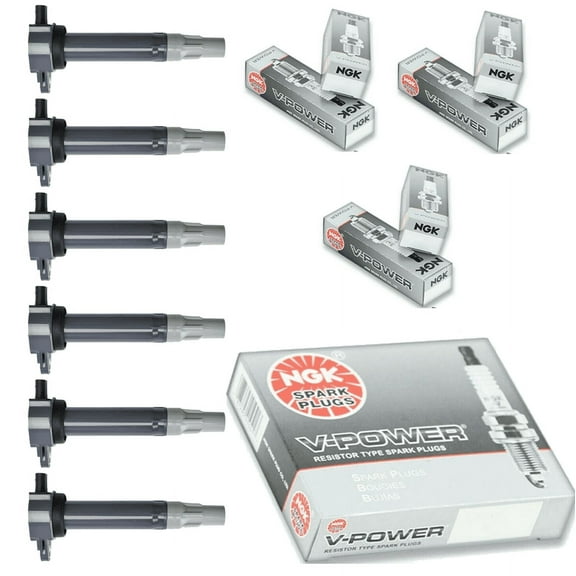 Set of 6 ISA Ignition Coils and 6 NGK Spark Plugs Compatible with 2007-2010 Dodge Nitro Charger Mercedes C63 SLS Chrysler Sebring Replacement for UF502