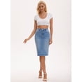 thumbnail image 7 of DARING DIVA Women's Slit Stretch Below Knee Length Denim Skirts Small Light Blue, 7 of 7
