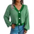 thumbnail image 3 of Vedolay Womens Cardigan Sweaters Casual Cardigan Long Sleeve Knitted Sweater Green,S, 3 of 5