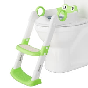 Potty training seat con step stool ladder para toddlers - quick ladder con anti-slip safe pads y adjustable height legs (green)