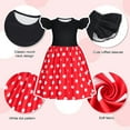 thumbnail image 2 of Benylion Minnie Dress Girl Costume Polka Dot Halloween Mouse Cosplay Party Dress for 7-8 Years, 2 of 6