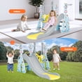 thumbnail image 4 of EVMORE 4 in 1 Toddler Slide and Swing Set for Children Kids Boys Girls Aged 1-6, Indoor Outdoor Freestanding Playground with Slide, Swing, Climber and Basketball Hoop - Blue, 4 of 8