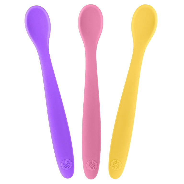 WeeSprout Silicone Spoons (Set of 3), Size: Pink, Purple, Yellow