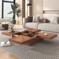 thumbnail image 2 of Table Basse avec Dessus Coulissant, Finition Noyer & Grand Espace de Rangement / Fabriqué en MDF Robuste, 2 of 15