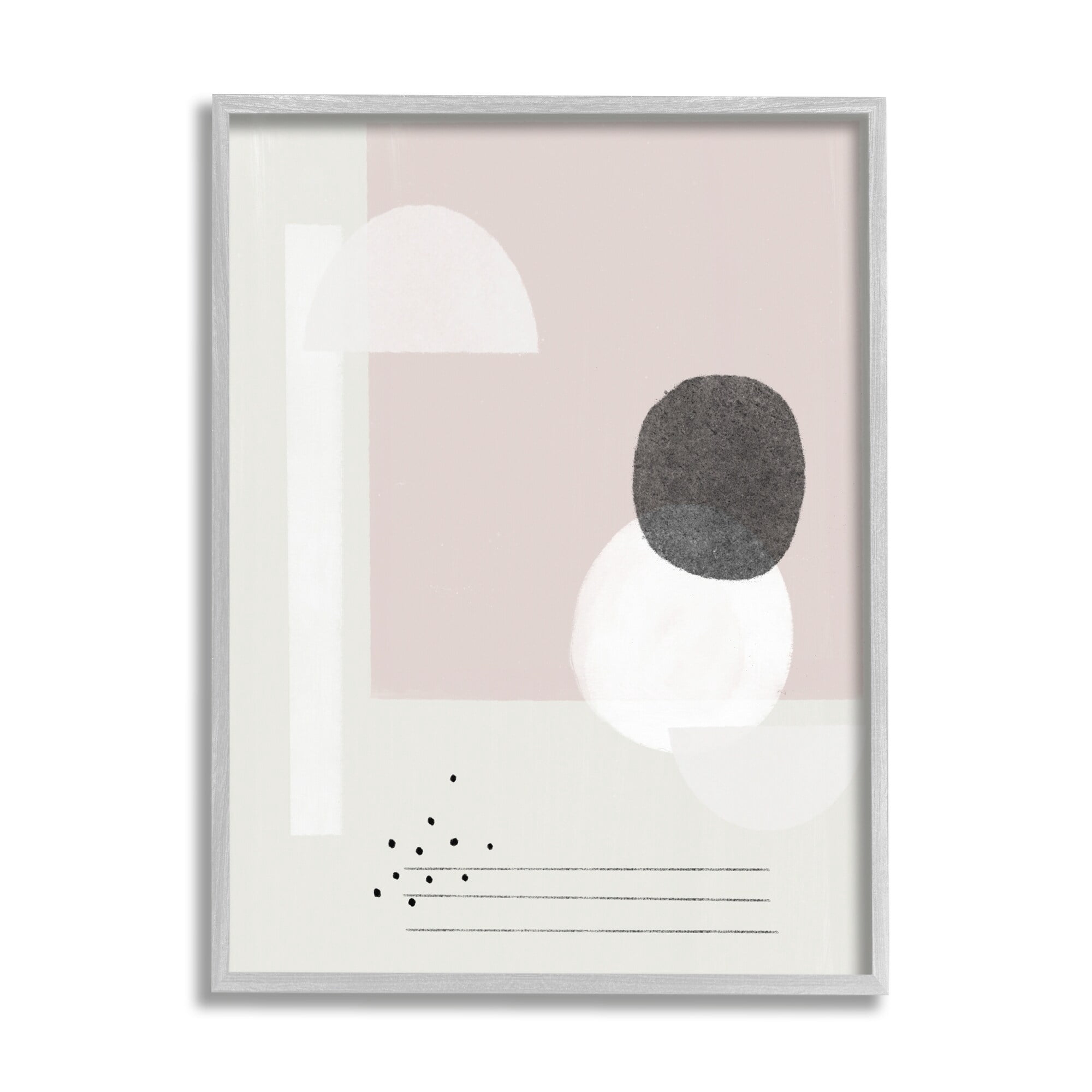 Stupell Industries Simple Abstract Boho Shapes Beige Pink Circles Framed Wall Art, 24 x 30, Design by Leah Straatsma