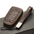 thumbnail image 5 of Vitodeco Leather Smart Key Fob Case Cover Protector Compatible with Genesis GV70, GV80, G70, G80 (2021-2025 Models) - 8-Button, Brown, 5 of 6