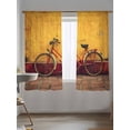 thumbnail image 5 of Sheer Curtains 72 Inches Long 2 Panels Set for Bedroom, Bicycles Semi Sheer Curtains for Windows, Farmhouse Vintage Vehicle Yellow Broken Walls Voile Window Treatments Rod Pocket Curtain, 5 of 7