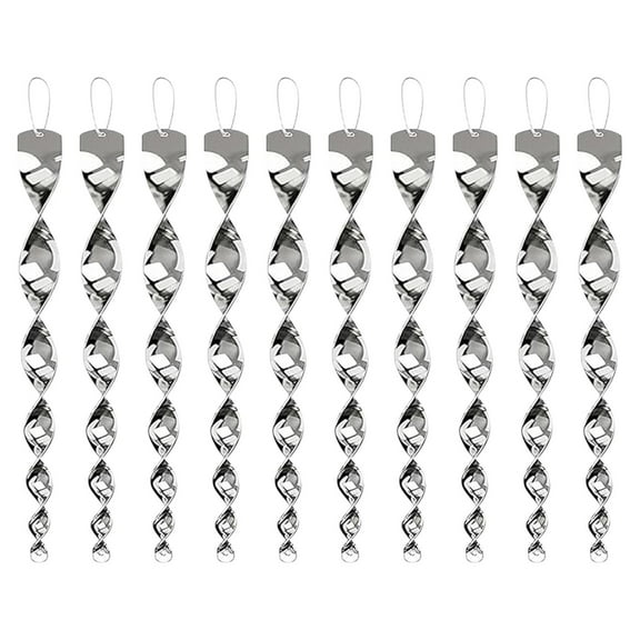 Hiroekza 360° Reflective Wind-Repellent Rods - Bird Scaring Garden Decor, Easy Hang, Durable & Weatherproof (Pack of 12) Silver