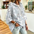 thumbnail image 3 of Women's Oversized 3/4 Sleeve Hoodie Hooded Pullover Sweatshirt Drop Shoulder Loose Fit Casual Y2K Fashion Tops, 3 of 4