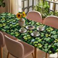 thumbnail image 3 of St. Patrick's Day Table Cloths for 8 Foot Rectangle Tables, Watercolor Lucky Shamrocks Spring Leaves Patio Waterproof Elastic Fitted Tablecloths, Washable Rectangular Table Cover for Camping, 3 of 8