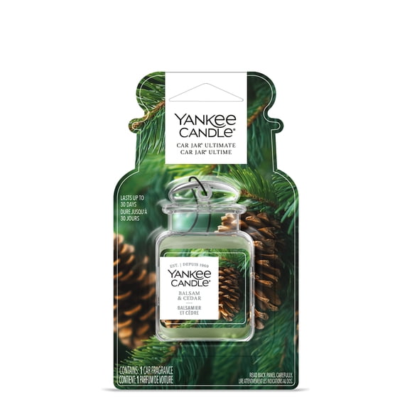 Yankee Candle Car Jar Ultimate Air Freshener, Balsam & Cedar - Neutralizes Odours Up To 30 Days