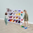 thumbnail image 4 of UNiPLAY Toy Organizer With 16 Removable Storage Bins, Multi-Bin Organizer for Books, Building Blocks, School Materials, Toys with Baseplate Board Frame (White), 4 of 7