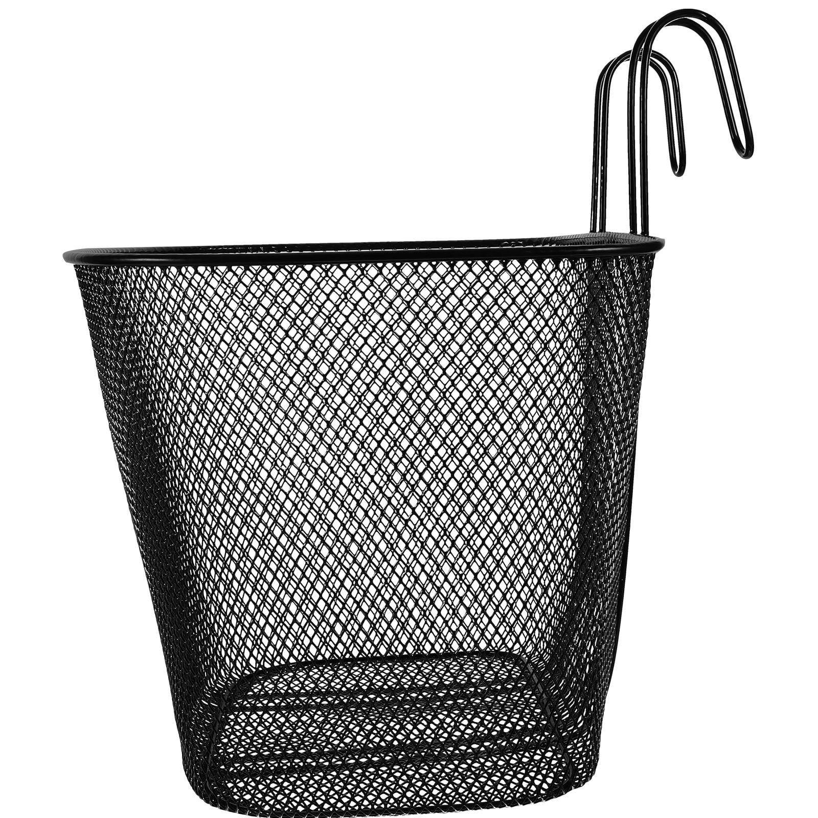 HEMOTON Iron Bike Storage Basket for Front Handlebar Detachable Hanging Black 1pc