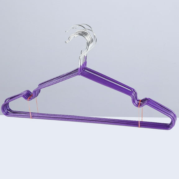 WRISTBIQUE Laundry Clothes Hanger Non-Slip Coat Hanger Purple Metal 10Pcs 11.8X6.7X0.1In