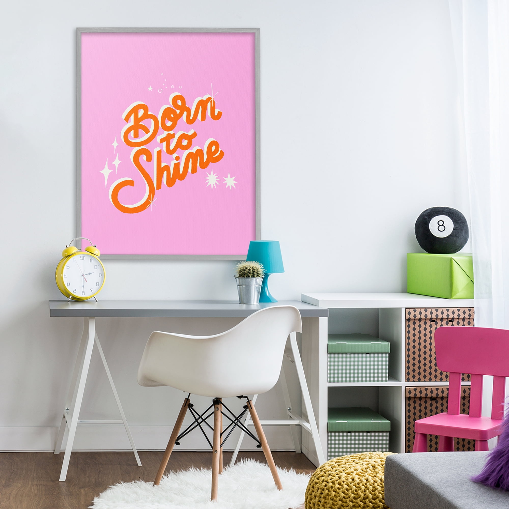 Stupell Industries Born To Shine on Pink Gray Framed Giclee Art, design by Indira Prieto | IndySign