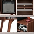 thumbnail image 5 of LELELINKY Record Player Stand, Vinyl Turntables Stand with 5 Cabinet, Mid-Century Record Player Table Holds up to 220 Albums, Walnut, 5 of 8