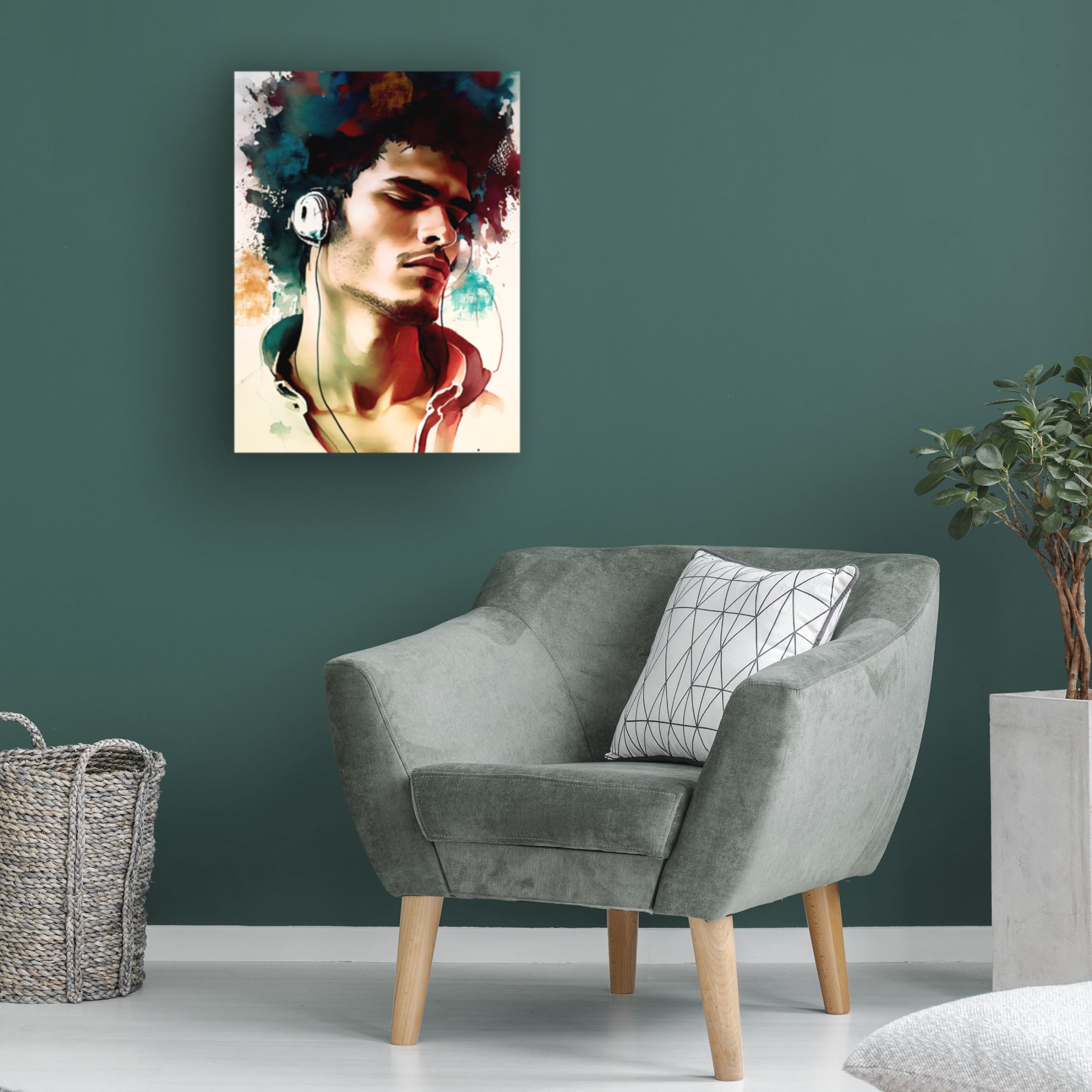 Canvas Wall Art - Sasha 'Music Man I' Wall Art for Living Room, Bedroom, or Office Décor by Trademark Fine Art - 18 x 24 Inches