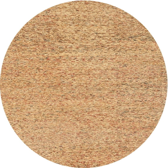 Ahgly Company Machine Washable Indoor Round Contemporary Papaya Orange Area Rugs, 8' Round