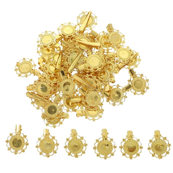 TEHAUX 50Pcs Golden Metal Sunflower Hair Clips Hollow Floral Barrettes for Women Girls Hair Accessories