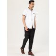 thumbnail image 4 of Camisa de vestir de Manga Corta de Algodón Lars Amadeus para hombre Con botones y cuello a cuadros blanco XL, 4 of 6
