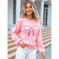 thumbnail image 6 of Women Cute Sweater Y2k Long Sleeve Crew Neck Knit Sweaters Aesthetic Pullover Top Pink L, 6 of 8