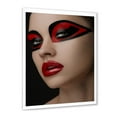 thumbnail image 2 of Designart 'Red Lips Black Makeup On The Eyes of Mask Girl' Modern Framed Art Print, 2 of 4