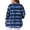 thumbnail image 3 of Agnes Orinda V Neck Plus Size Tops for Women Elbow 3/4 Sleeve Loose Fit Casual Blouse Tee Top Tie Dye T Shirts Trendy, 3 of 6