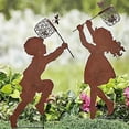 thumbnail image 3 of sunsanly 1 Pair Silhouette Art Model Little Boy Girl Shape Character Silhouette Art Ornament Garden Decor Stakes Sculpture Lawn Yard Decoration, 3 of 7