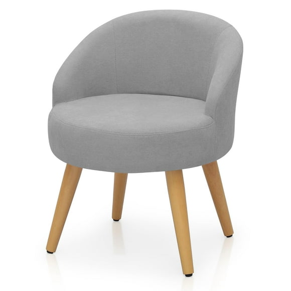 Magshion Accent Armchair Upholstered Chair for Living Room and Bedroom, Comfy Barrel Corner Chair with Wood Legs, Grey
