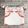 thumbnail image 3 of Ambesonne Rowan Quilted Bedspread Set 3 Pcs, Leaves Fruits, Queen Size, Red Orange White, 3 of 3