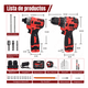thumbnail image 2 of " Kit De Sin Escobillas Atornillador De Impacto Y Taladro Malubero, Color Negro rojo ", 2 of 5