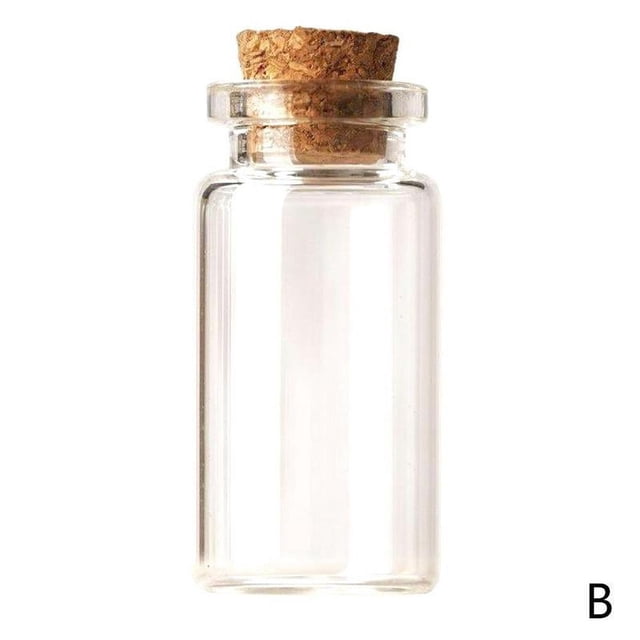 LUVCLS Lote de 5 frascos de vidrio pequeños con tapón de corcho, frascos diminutos, viales, manualidades, D7
